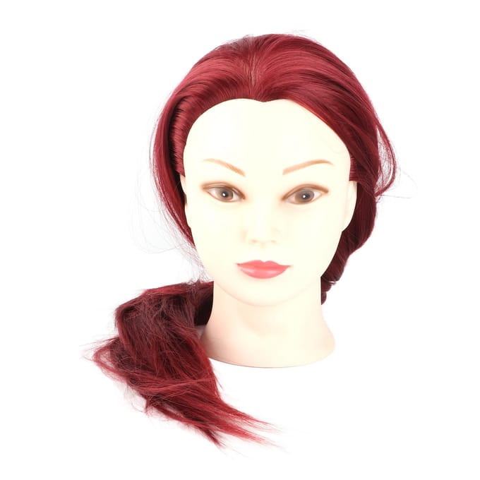 1 stuk 60cm Haar Kappers Oefenmodel Mannequin Dummy Hoofd Met Klem Rood brown