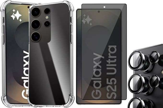 Hoesje geschikt voor Samsung Galaxy S25 Ultra - Privacy Screenprotector Volledig Dekkend Glas & Camera Protector - Shockproof Transparant