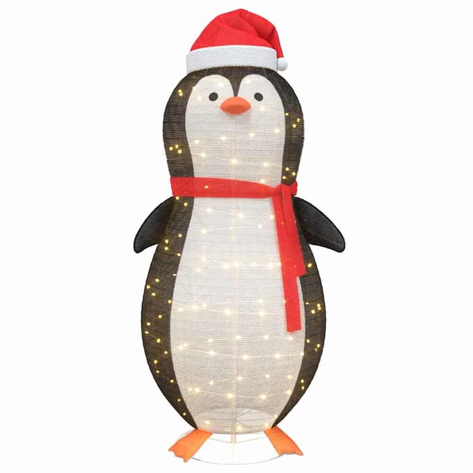 vidaXL - Sneeuw - Pinguïn - Figuur - met - 600 - LED - Warmwit - 78 - x - 178 - cm - Stof