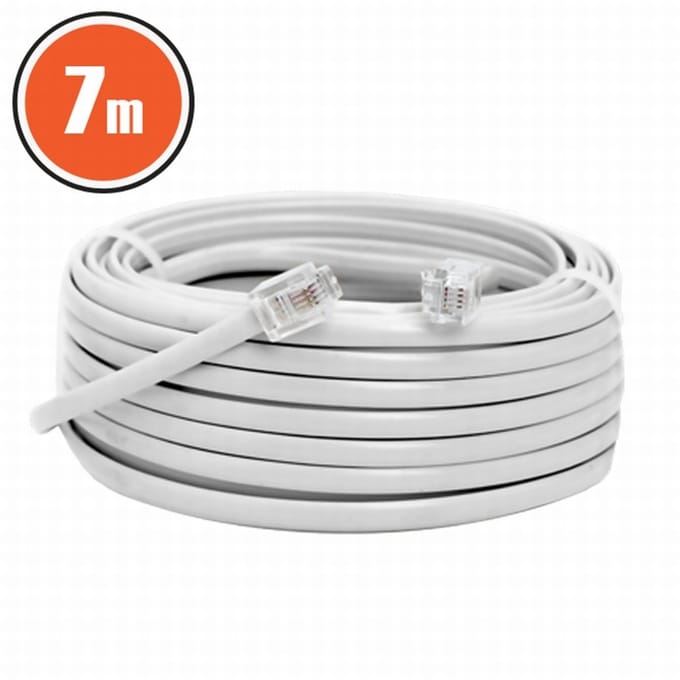 6P4C Modulaire Kabel - 6P4C Naar 6P4C - 7M - Wit - Voor Telefoon- En Dataverbindingen [20302]