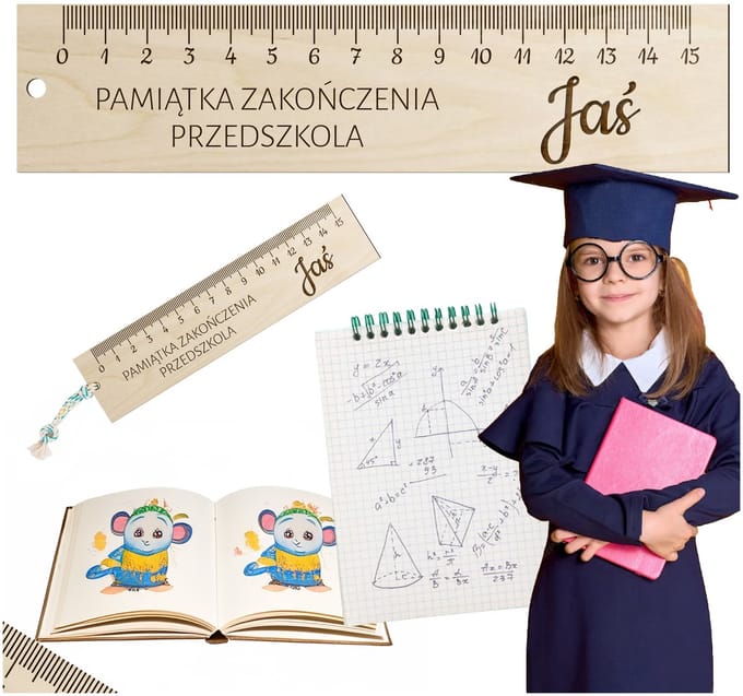SMX Design Liniaal - Aandenken Einde Kleuterschool - Met Naam - Hout - 15 cm