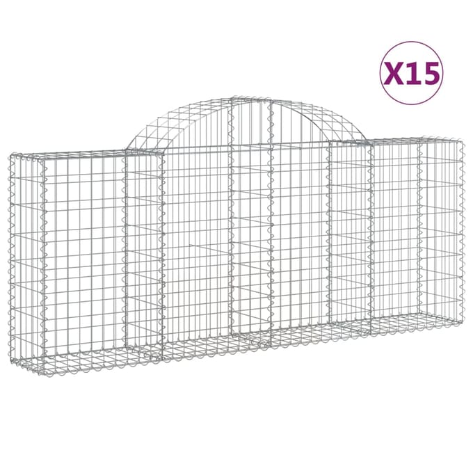 vidaXL - Schanskorven - 15 - st - gewelfd - 200x30x80/100 - cm - ijzer