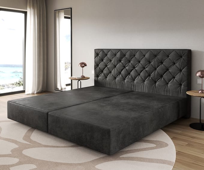 Boxspringframe Dream-Great microvezel antraciet vintage 200x200 cm