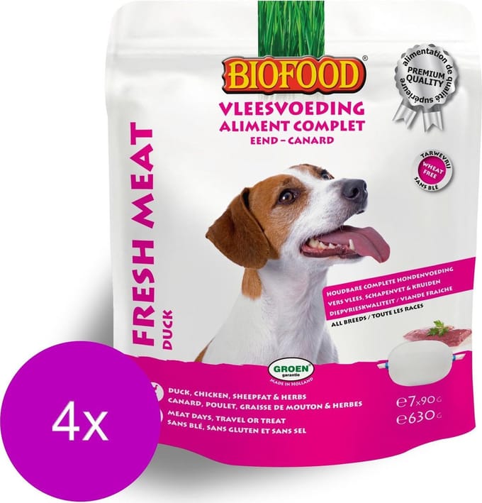 Bf Vleesvoeding Compleet - Hondenvoer - 4 x Eend 7x90 g