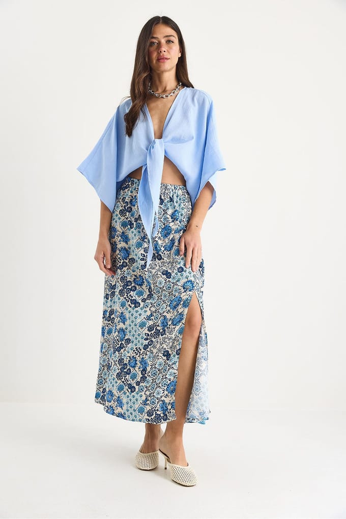 Maxi Rok met Bloemenpatroon en Split