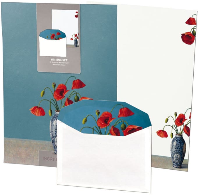 Briefpapier met enveloppen: Klaprozen, Ingrid Smuling