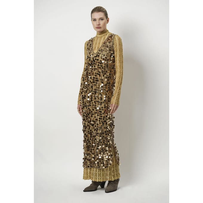 Dante6 Babylon Sequins Dress Hazelnut Haze Größe: XS/S | Maxikleider Outlet | Damen