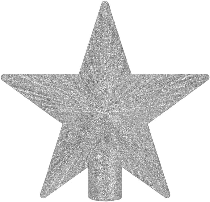 Kerstboom Piek | Ster | 21 cm | Zilver | Glitter