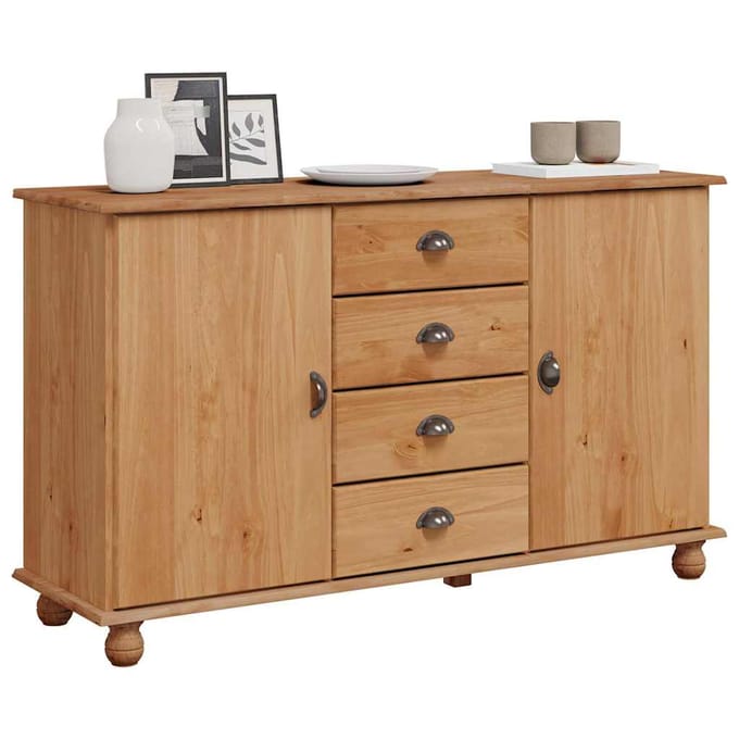 vidaXL - Dressoir - met - lade - ASKIM - 133,5 - x - 40 - x - 79 - cm - Massief - grenenhout