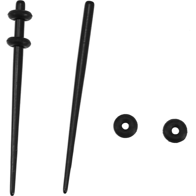 2 stuks Acryl Rekker Oorpiercing Taper Expander O-ring Rekset Zwart black