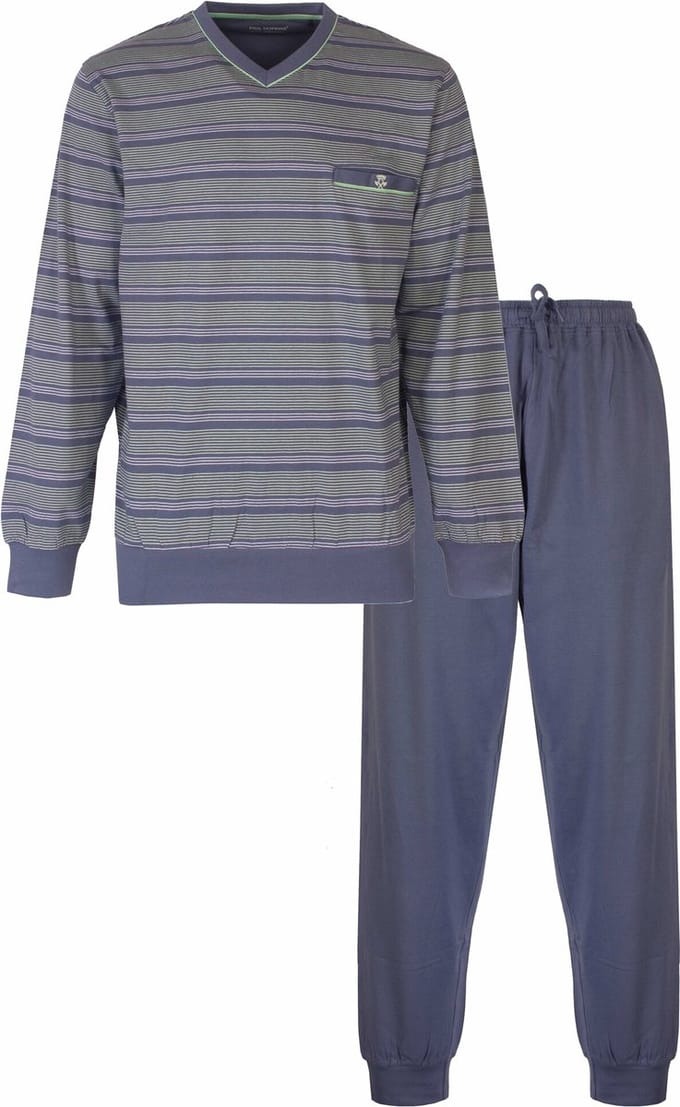 Paul Hopkins Heren Pyjama - Gestreept - Borstzakje - Blauw - Maat M