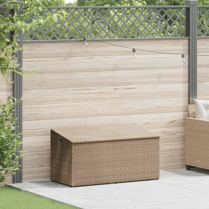 vidaXL - Tuinbox - beige - 110x50x58 - cm - poly - rattan