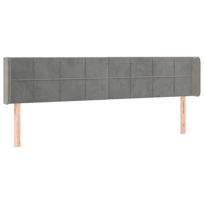 vidaXL - Hoofdbord - LED - 183x16x78/88 - cm - fluweel - lichtgrijs
