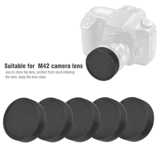 5 Stuks Plastic Achterlensdop Cover Past voor M42 Camera Zwart Stofdicht gray