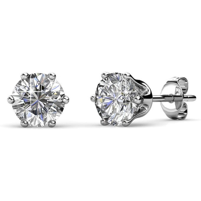 Solitaire M oorbellen - zilver en kristal