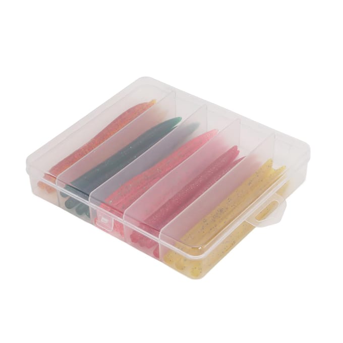 50 stuks/doos Noodle Worm Soft Bait Vislokset met Rubber O-ring Kunstmatig Zacht Aas white