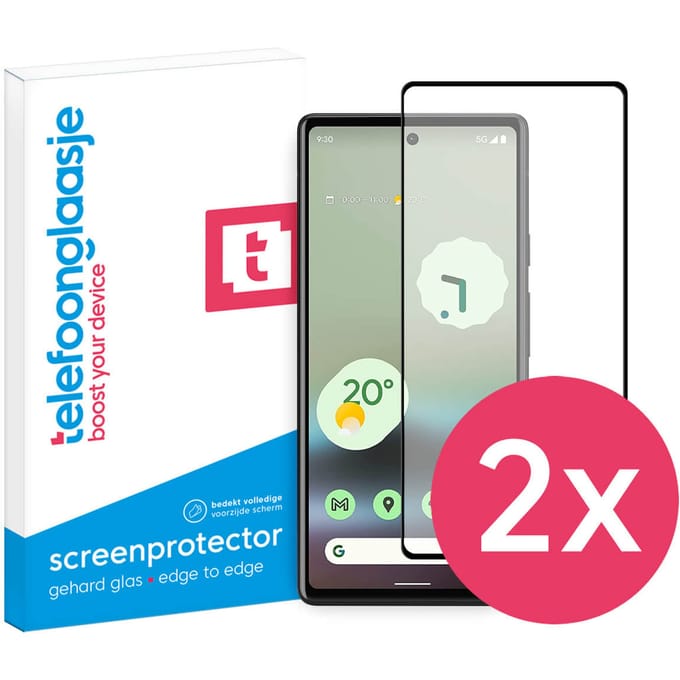 DuoPack: Google Pixel 6a screenprotector gehard glas Edge to Edge