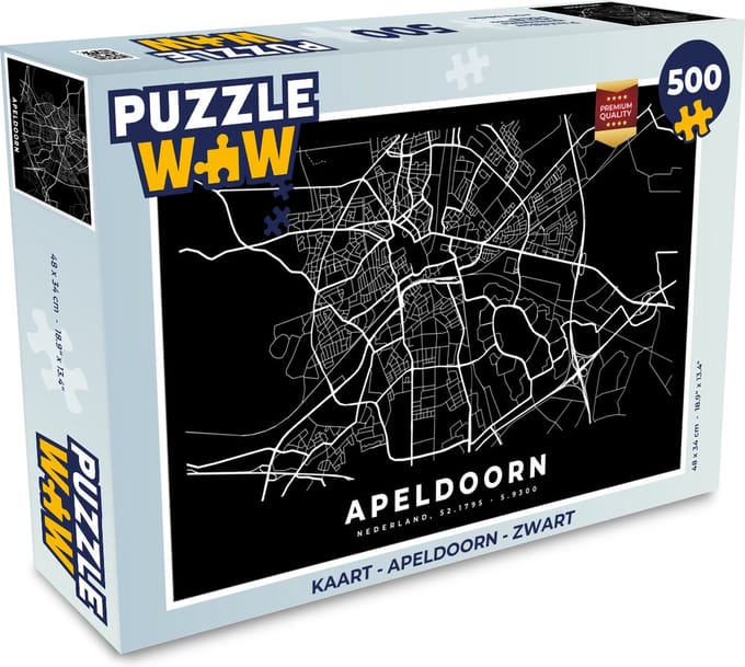 Puzzel Kaart - Apeldoorn - Zwart - Legpuzzel - Puzzel 500 stukjes