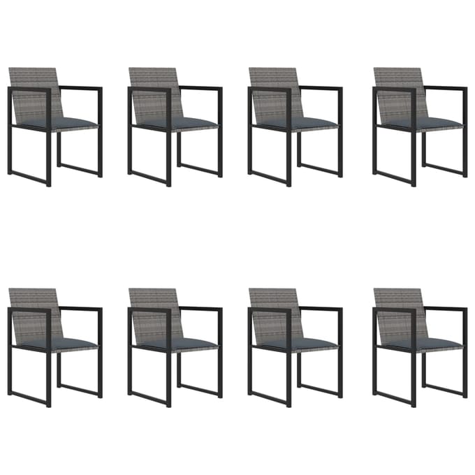 vidaXL - 9-delige - Tuinset - met - kussens - poly - rattan - grijs