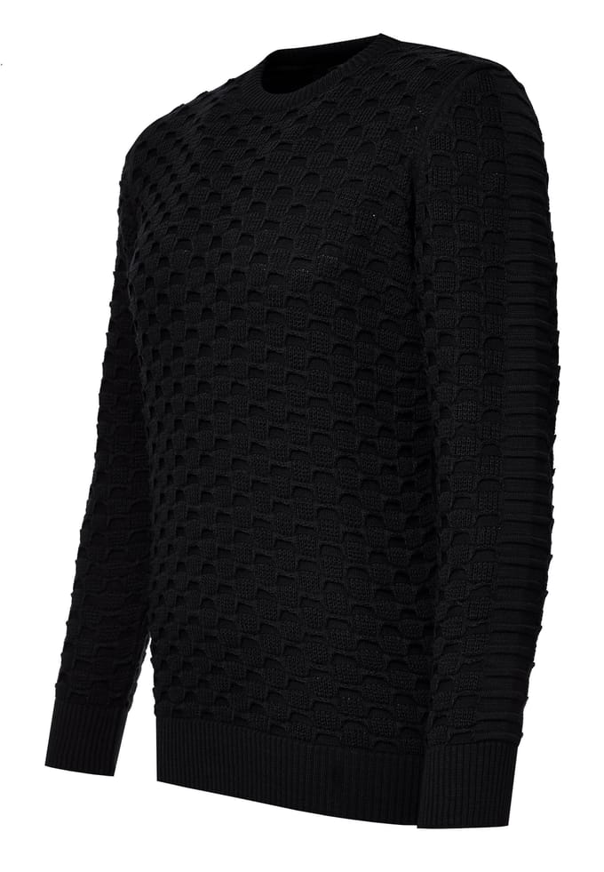Chunky patroon effen kleur trui met ronde hals
