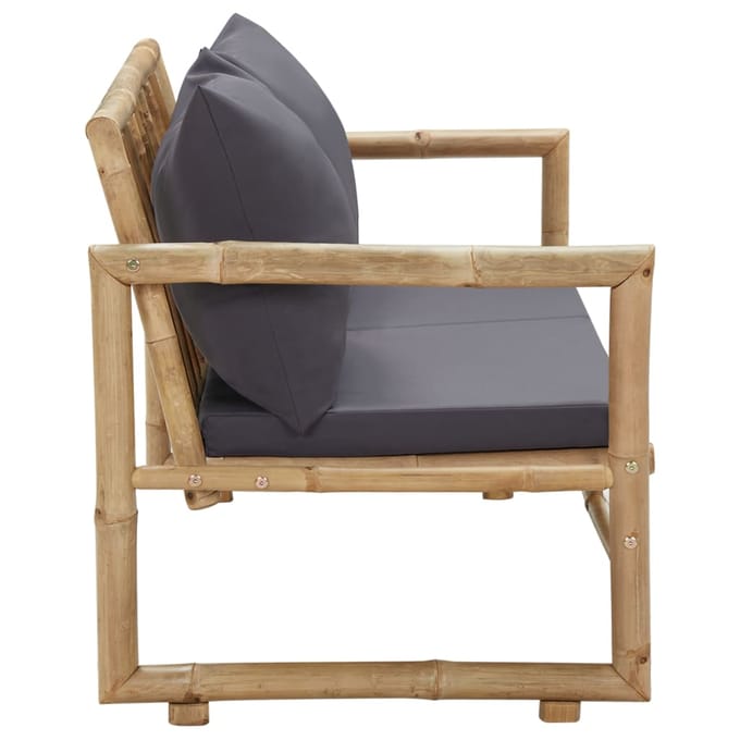 vidaXL - Tuinbank - met - kussens - 115 - cm - bamboe