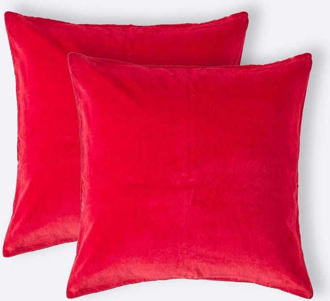 Homescapes fluwelen kussenhoes set van 2 in rood, 40 x 40 cm