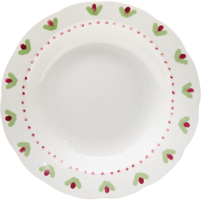 Secret de Gourmet Fleur de Rose Diep bord Ø23cm - Set van 6 stuks - Wit/Groen