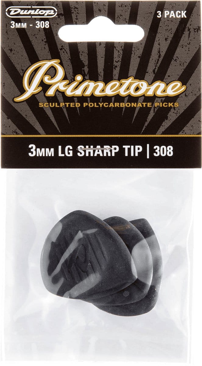 Jim Dunlop Primetone - Plectrums - Classic 308 Large Puntig - Player's Pack 3 Stuks