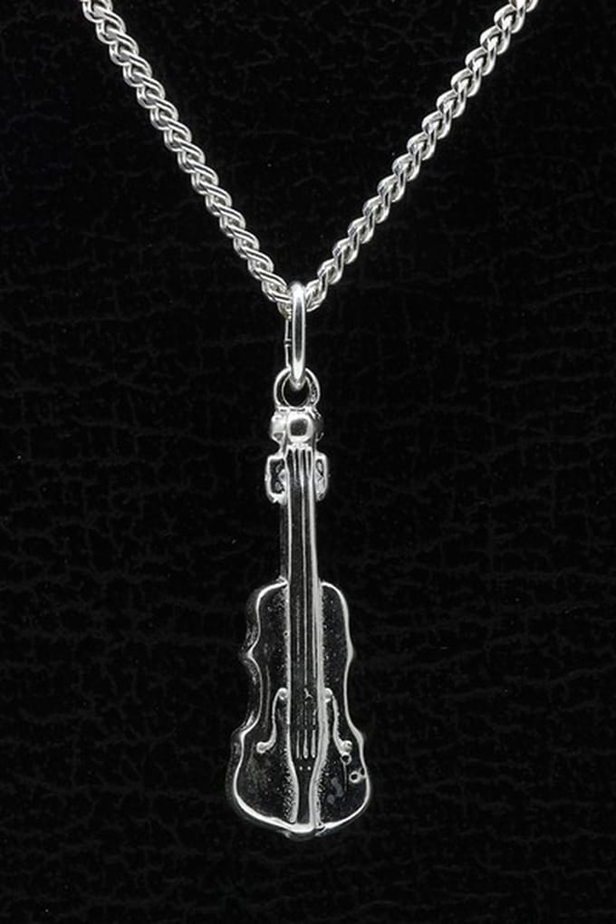 Zilveren Viool ketting hanger
