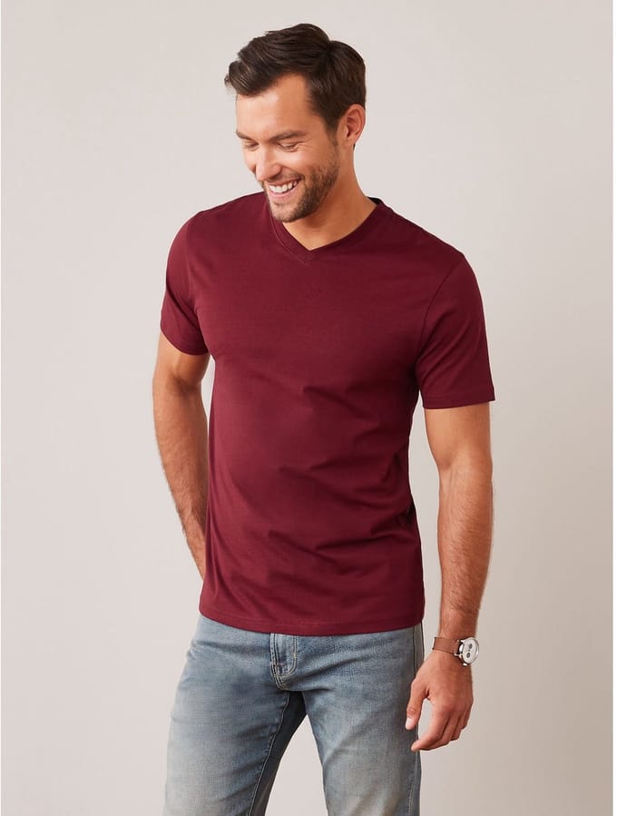 Next - Heren - Onmisbaar T-shirt met V-hals en standaard pasvorm - Rood