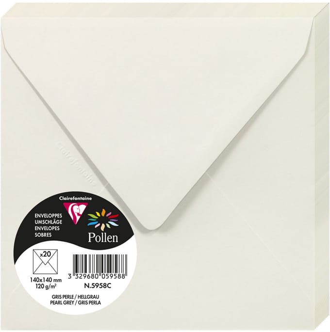 Pollen by Clairefontaine envelop 140 x 140 mm, sering, 120 g/m²