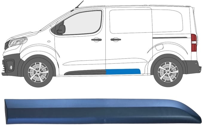 Achterste zijlijst sierlijst voor Citroen Jumpy 2016- / Links
