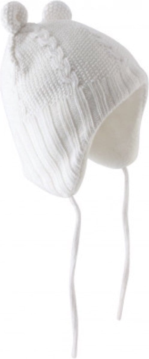 Babymuts/ Berenmuts WIT met fleecevoering KP701, maat 18-24 maanden