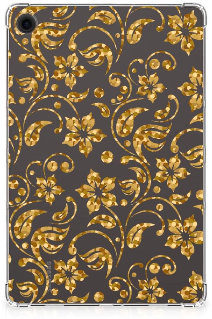 Samsung Galaxy Tab A9 Plus Siliconen Hoesje Gouden Bloemen