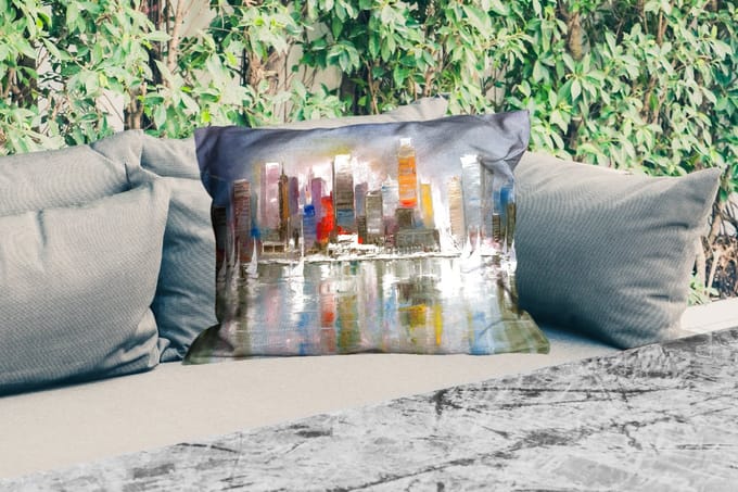 Buitenkussens - Schilderij - Olieverf - Skyline - Water - 60x40 cm - Weerbestendig