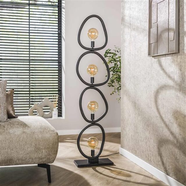 Hoyz Collection - Vloerlamp Pebble 4-lichts - Artic Zwart