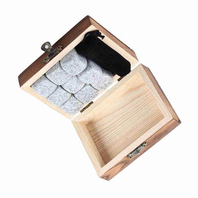 9 Stuks Whisky Wijn Koelstenen Set Home Drankkoeler Stenen Rotsen Houten Doos Sesamwit wit
