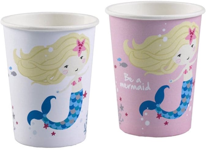 16 papieren bekertjes Be a Mermaid 250ml