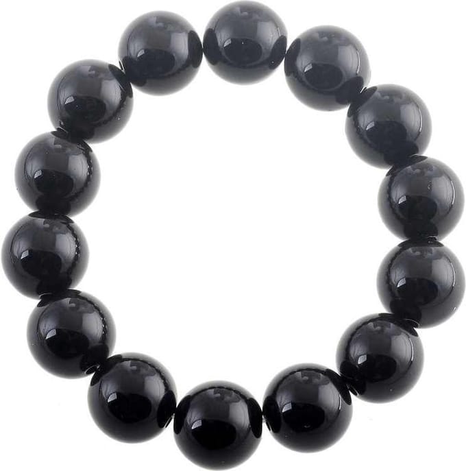 Behave Zwarte rekarmband 14mm bollen, 14-15cm polsomtrek