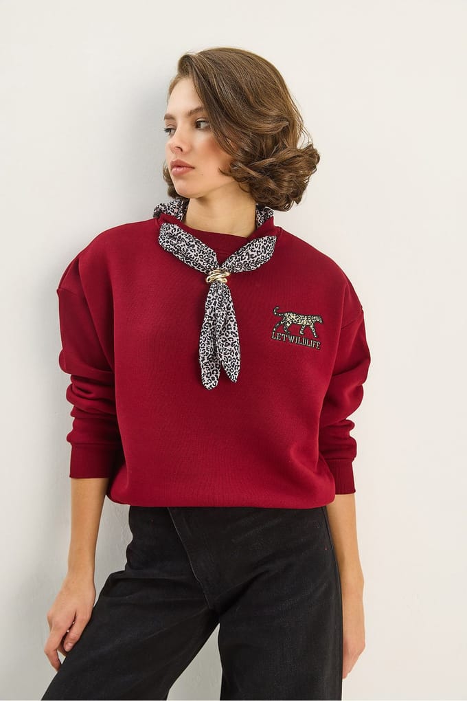 Ronde Hals Sweatshirt met Print Accessoire