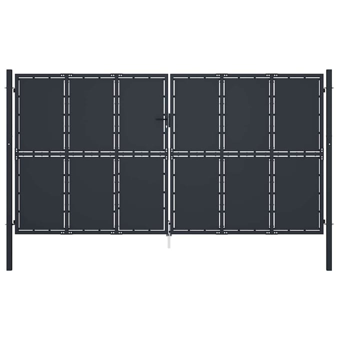 vidaXL Tuinpoort staal 400x175 cm antraciet