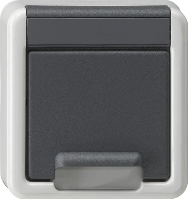 Gira Schuko stopcontactdeksel met afdekking voor opbouwmontage grijs - 494230