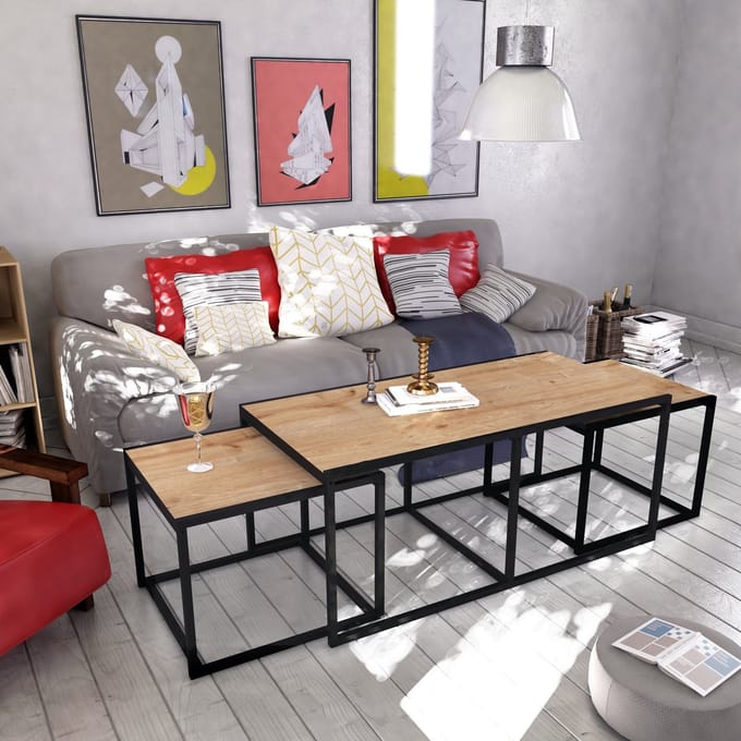 Asir - Koffietafel - Eik - 120 x 50 x 60 cm