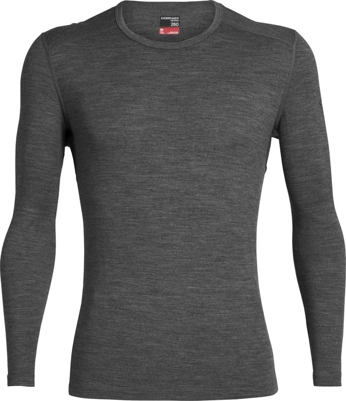 Icebreaker M 260 Tech LS Crewe - Thermoshirt - Heren - Merinowol - Grijs - Maat M