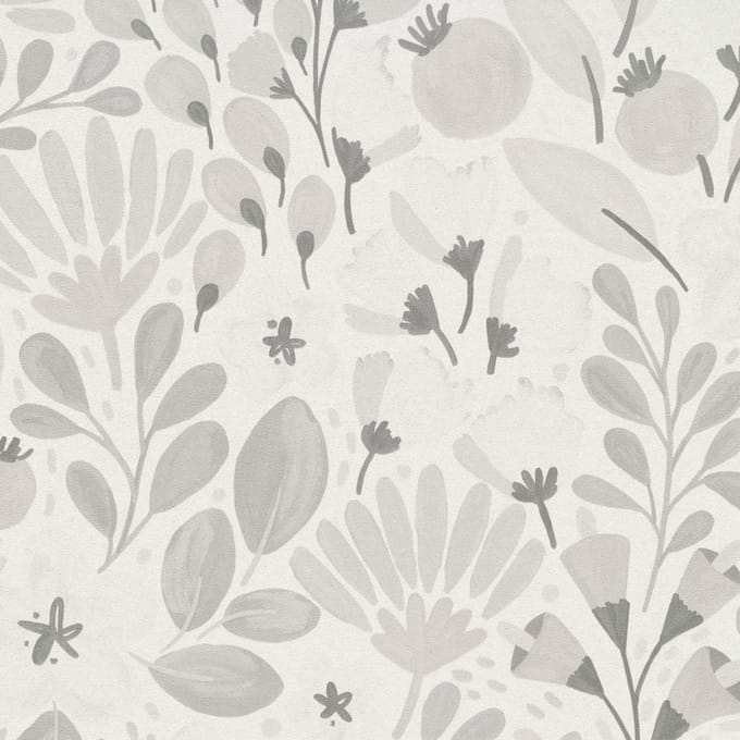 Erismann Vinylbehang 10518-10 - La Terasse - Botanisch Wit - 53cm x 10.05m