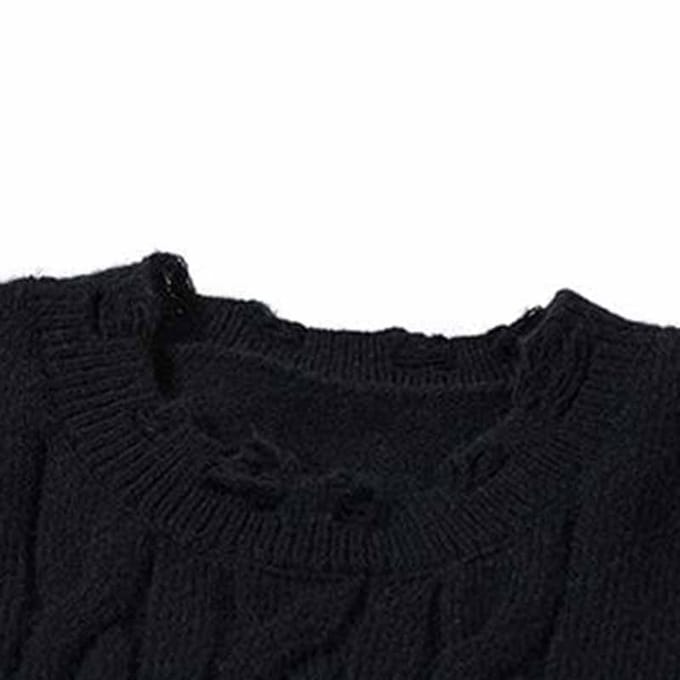 Gebroken Jacquard Design Gebreide Pullover Sweater Herfst Winter Los voor Dames L zwart