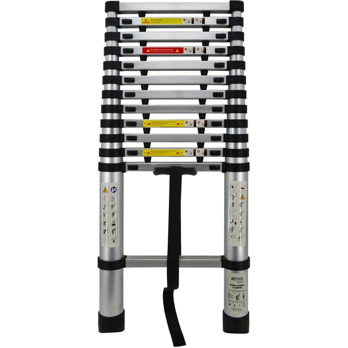 AWTOOLS AW23100 - Telescoopladder - 3,8m - 13 Treden - Aluminium