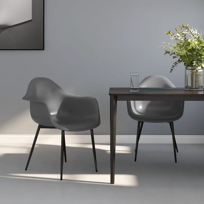 vidaXL - Eetkamerstoelen - 2 - st - PP - grijs