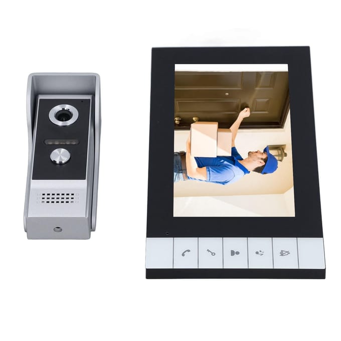 Video Deurbel Intercom Kit 7in Scherm met 90 Graden Groothoekzicht Infrarood Nachtzicht Video