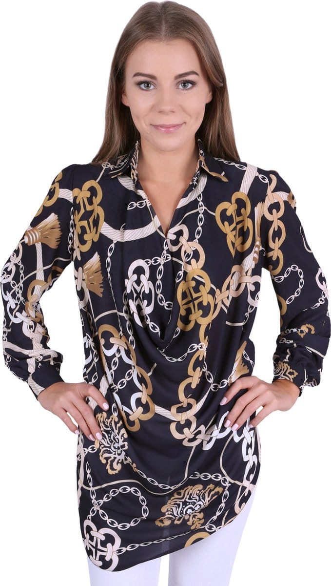 Zwart shirt met kettingen JOHN ZACK